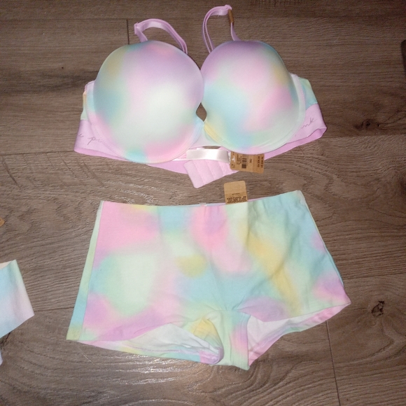 V.S.-4pc Bubble Ombre Blur Wear Everywhere T-Shirt Bra & Matching Panties 36C/S - Picture 5 of 11